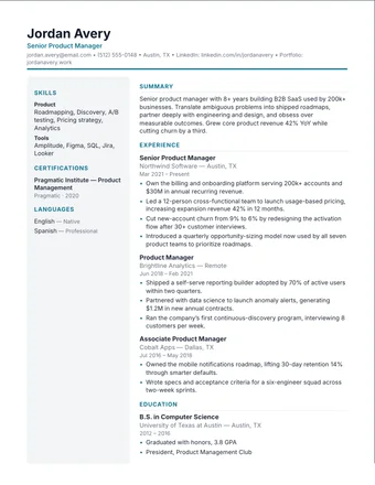 Modern Sidebar resume template preview